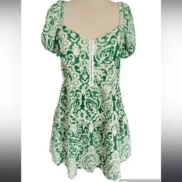 House of Harlow 1960 | Dresses | House Of Harlow 96 Green Linen Puff Sleeve  Dress | Poshmark